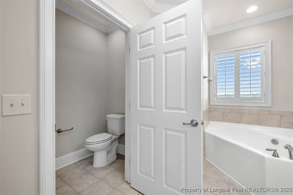 a bathroom with a toilet and a bathtub