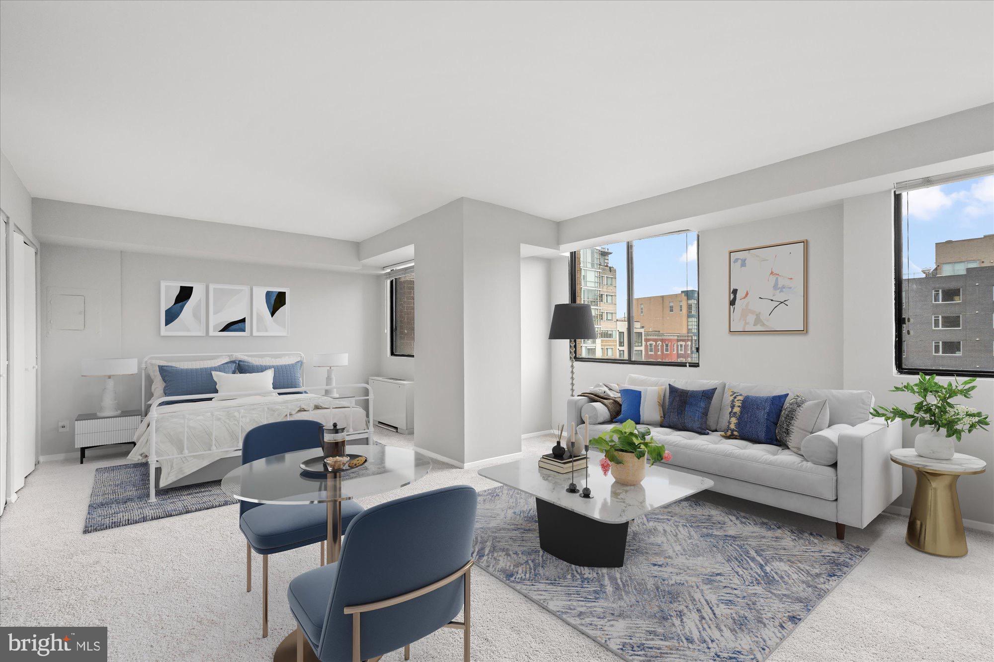1245 13th Street Northwest, Unit 508 Washington, DC 20005 - Photo 1 of 15 a living room with furniture and a potted plant