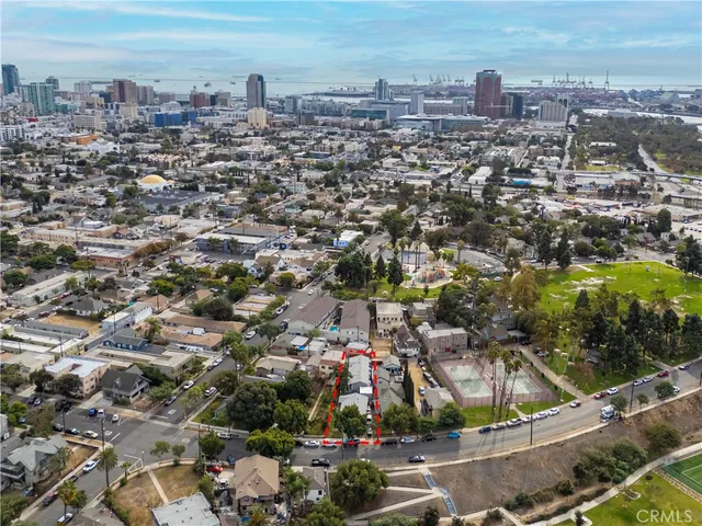 an aerial view of a city