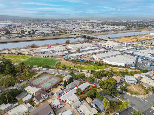 an aerial view of a city