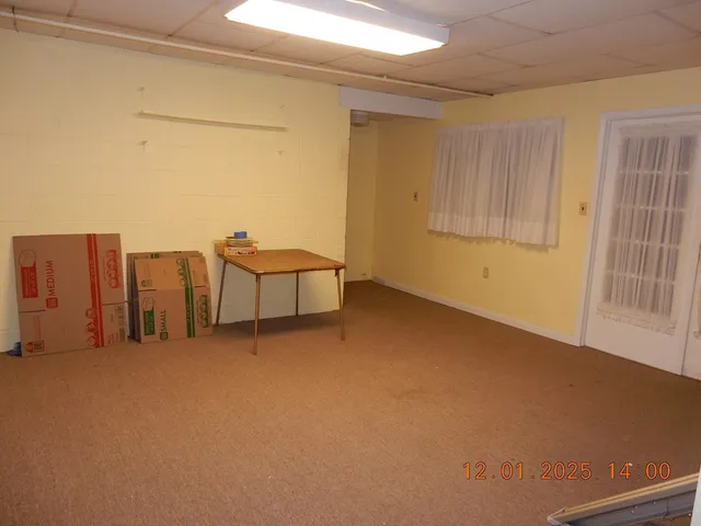 a view of a room with cabinets