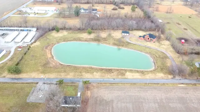 an aerial view of a house