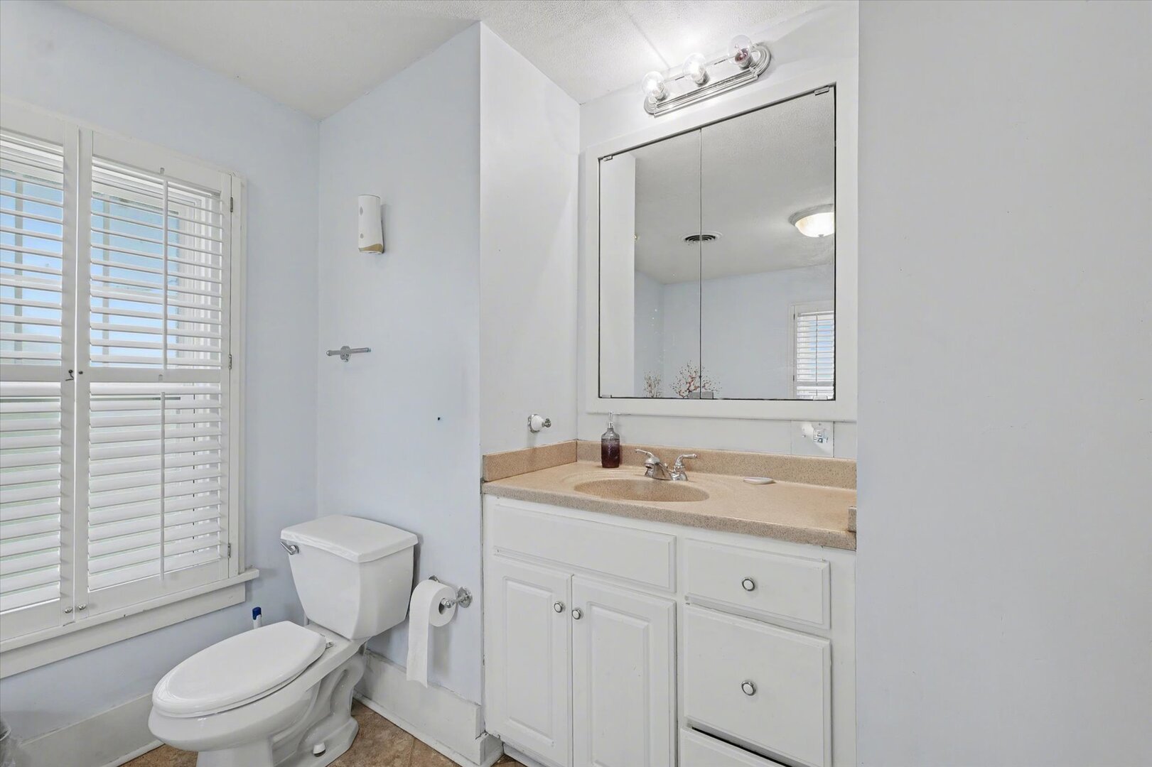 248 East Fremont Street Bement, IL 61813 - Photo 23 of 40 a bathroom with a toilet a sink a mirror and a shower