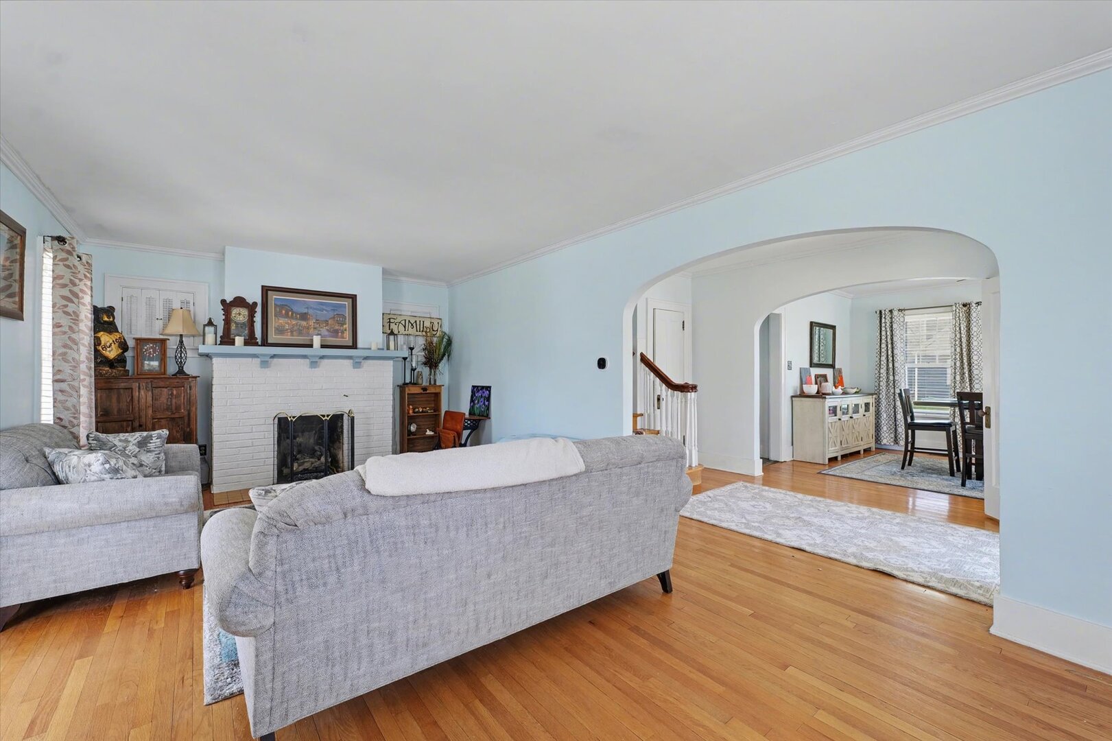 248 East Fremont Street Bement, IL 61813 - Photo 5 of 40 a living room with fireplace furniture and a flat screen tv