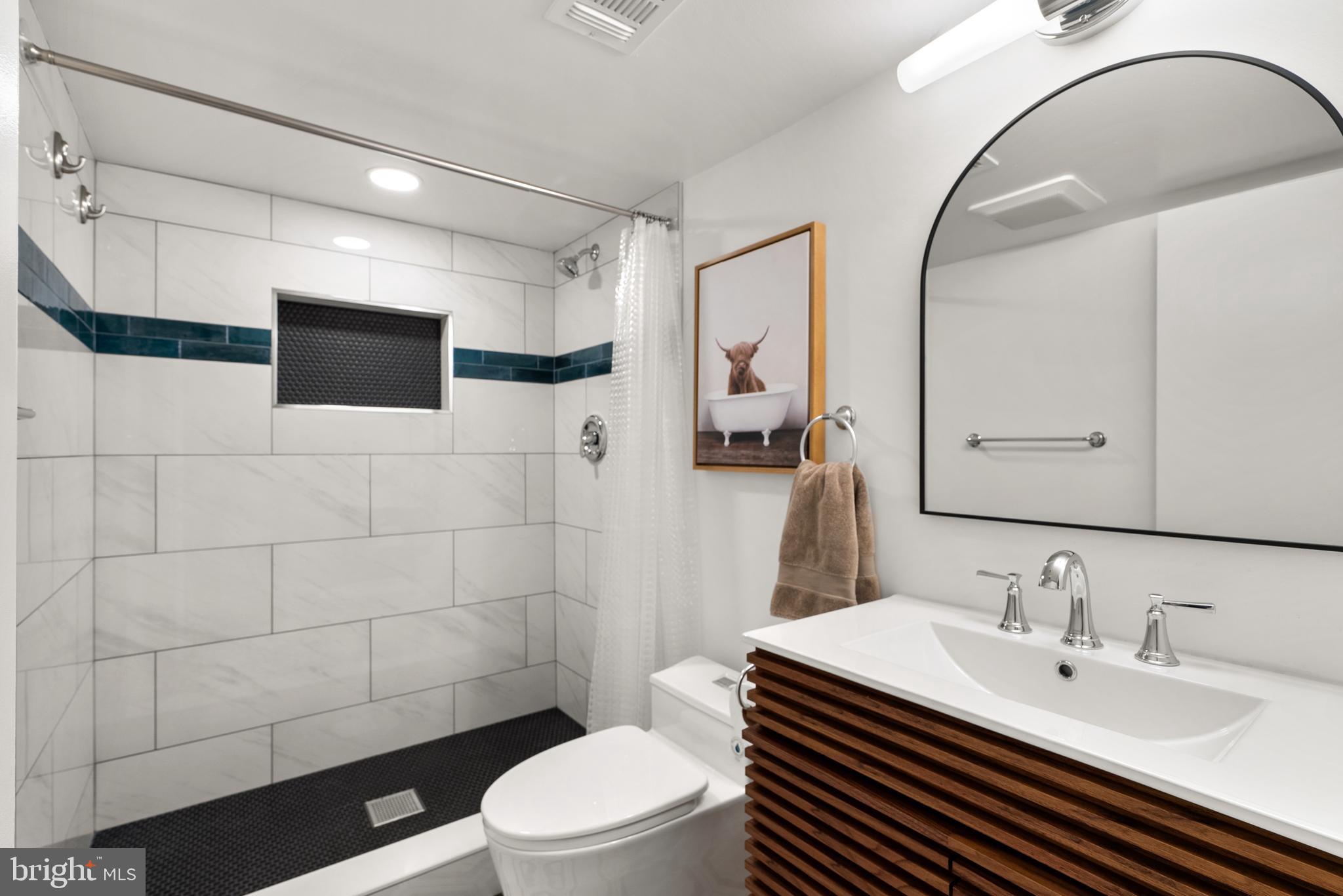 5213 Bradfield Drive Burke, VA 22015 - Photo 34 of 48 a bathroom with a sink a toilet and shower