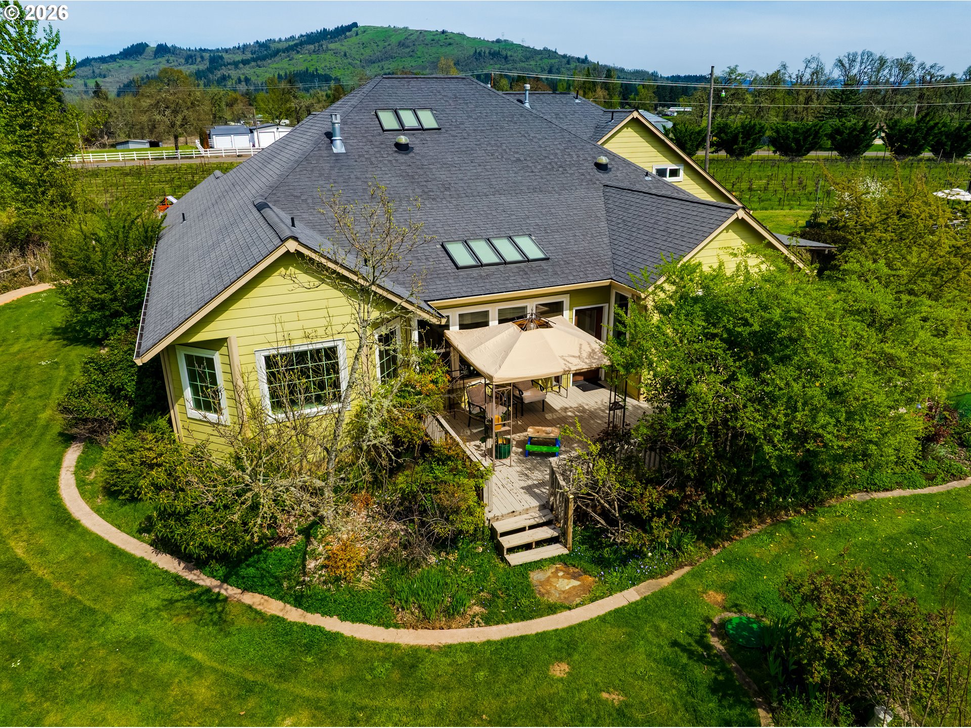 34386 Mathews Road Eugene, OR 97405 - Photo 10 of 48 an aerial view of residential houses with outdoor space and trees
