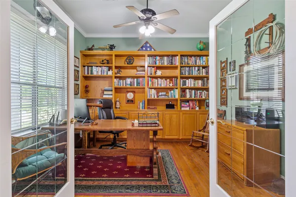 a work room with furniture