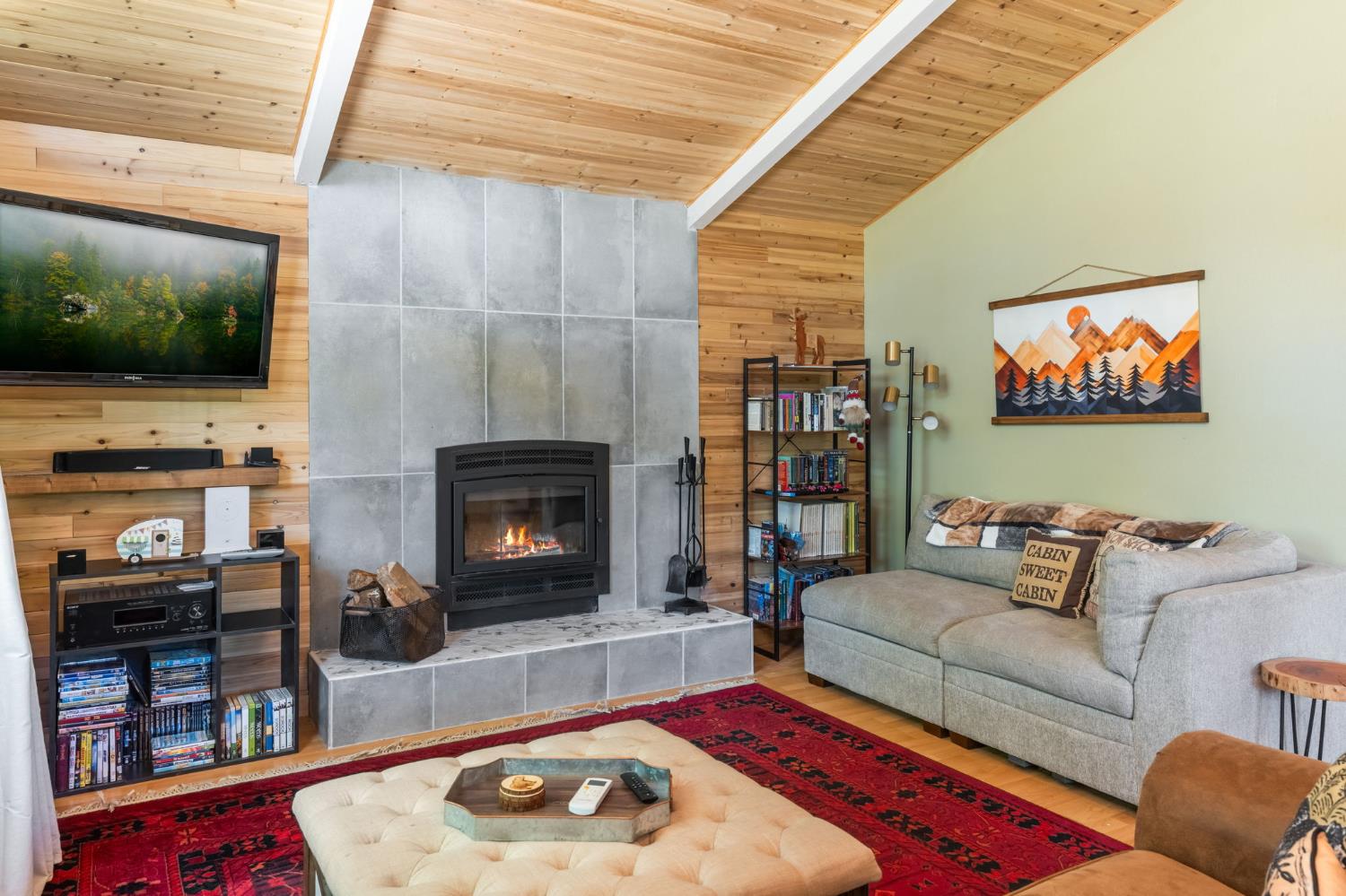 5341 Edelweiss Way Pollock Pines, CA 95726 - Photo 7 of 48 This Tile Surround Wood-Burning Fireplace is a Stunning Focal Point