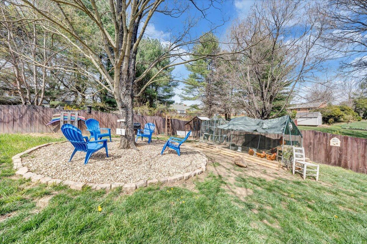 123 Bartley Drive Salem, VA 24153 - Photo 48 of 57 a view of a backyard with table and chairs and a fire pit