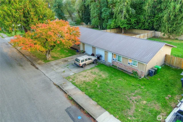 an aerial view of a house