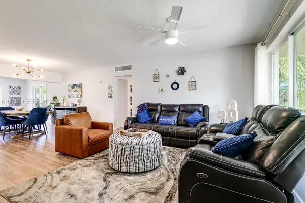 a living room with furniture