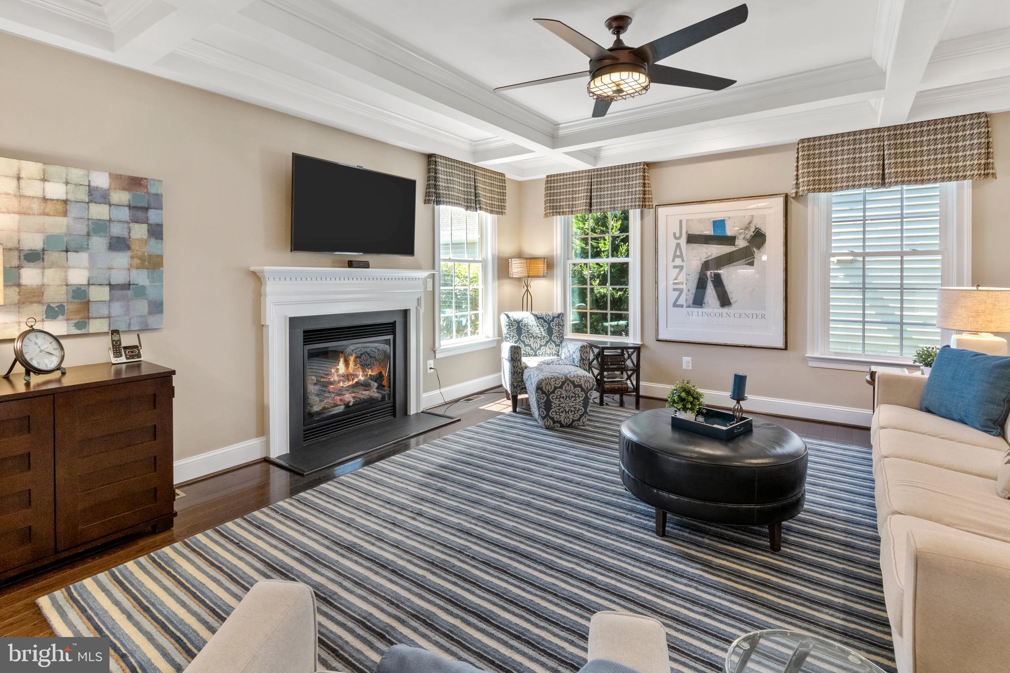 4002 Salome Road Doylestown, PA 18902 - Photo 14 of 41 Family Room with Coffered Ceiling & Gas Fireplace
