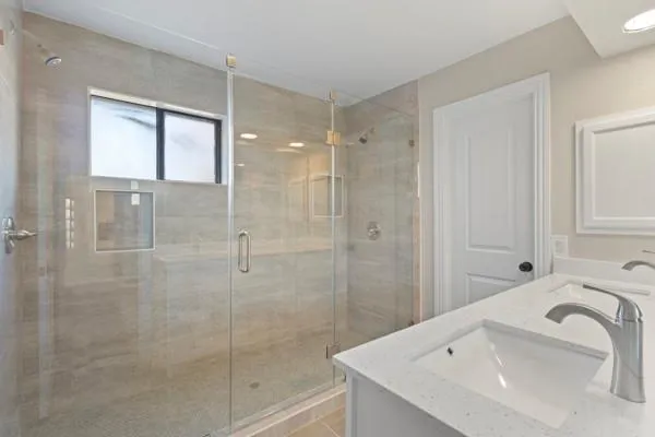 a bathroom with a sink and a tub