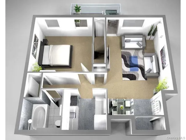 a view of living room with furniture and floor to ceiling window