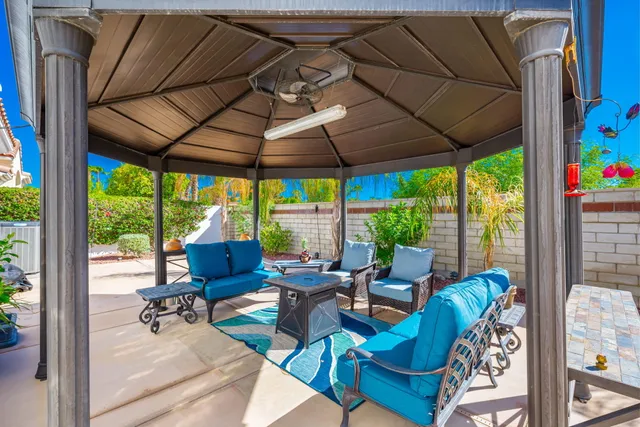 a view of an outdoor sitting area