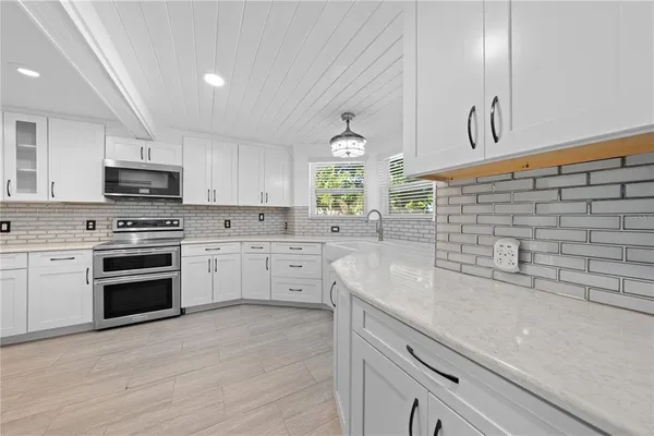 a view of a lake with a mountain