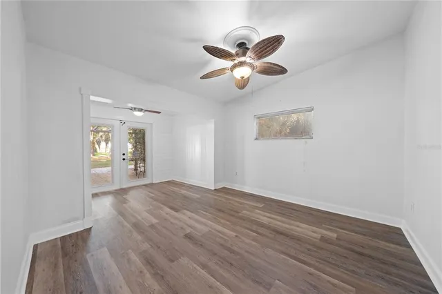 a backyard of a house with lots of green space