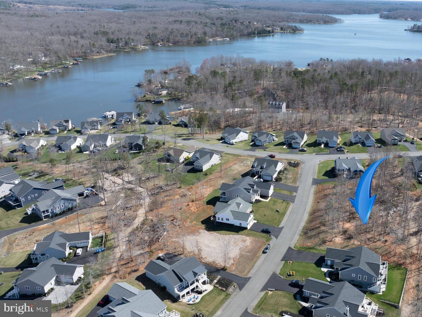 an aerial view of a house with outdoor space
