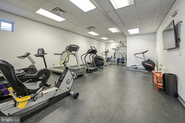 a view of a room with gym equipment