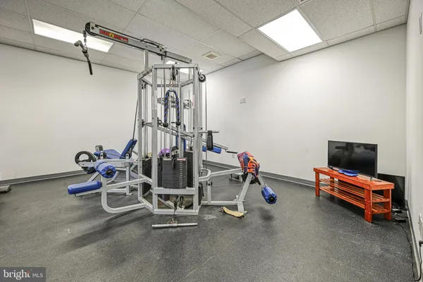 a view of a room with gym equipment