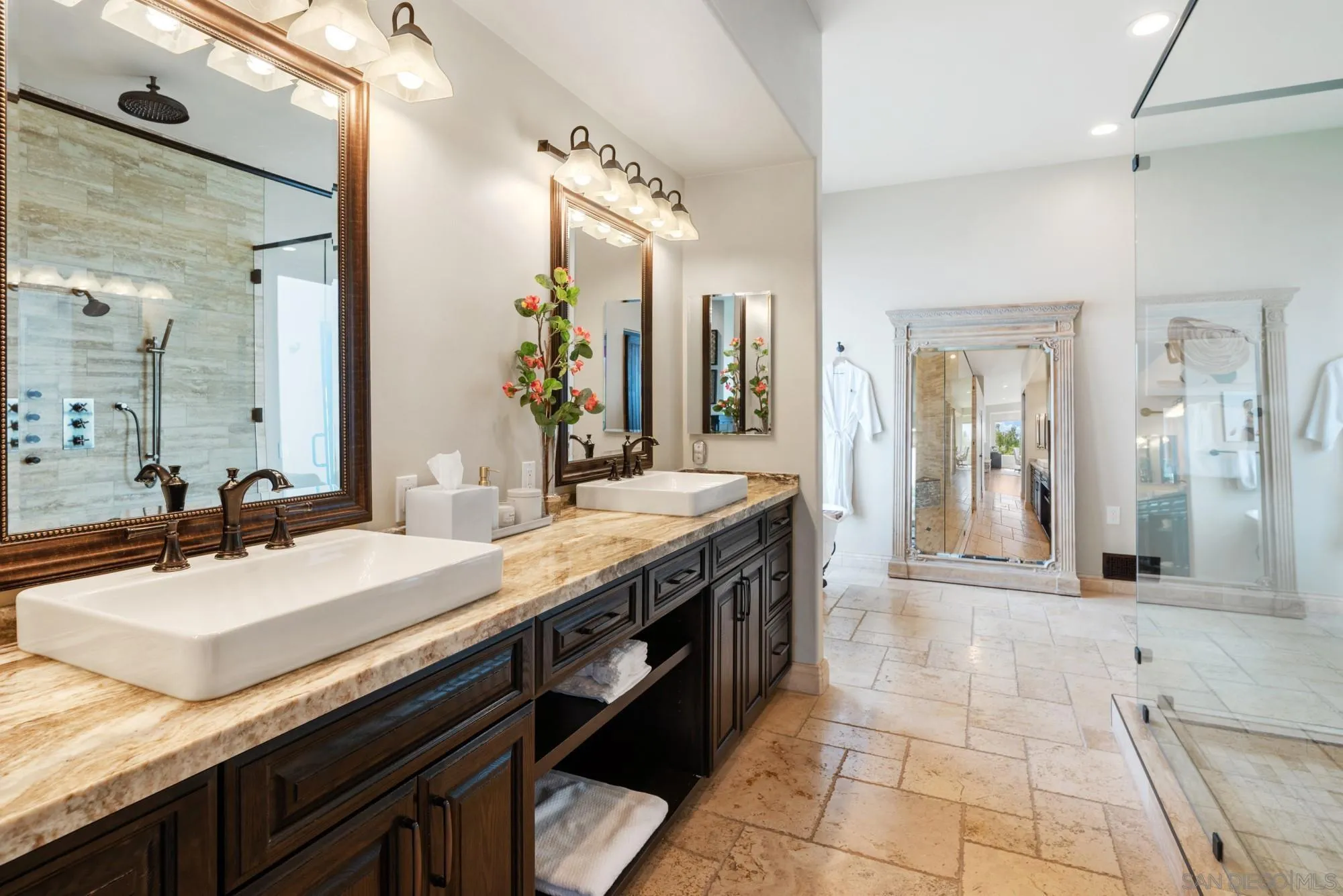 15484 Markar Road Poway, CA 92064 - Photo 29 of 75 a bathroom with a granite countertop sink and a mirror