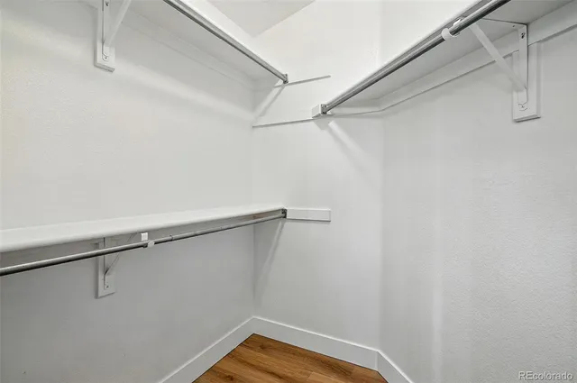 a view of a room with racks on the wall