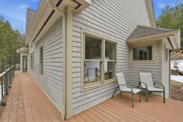 a view of a wooden deck