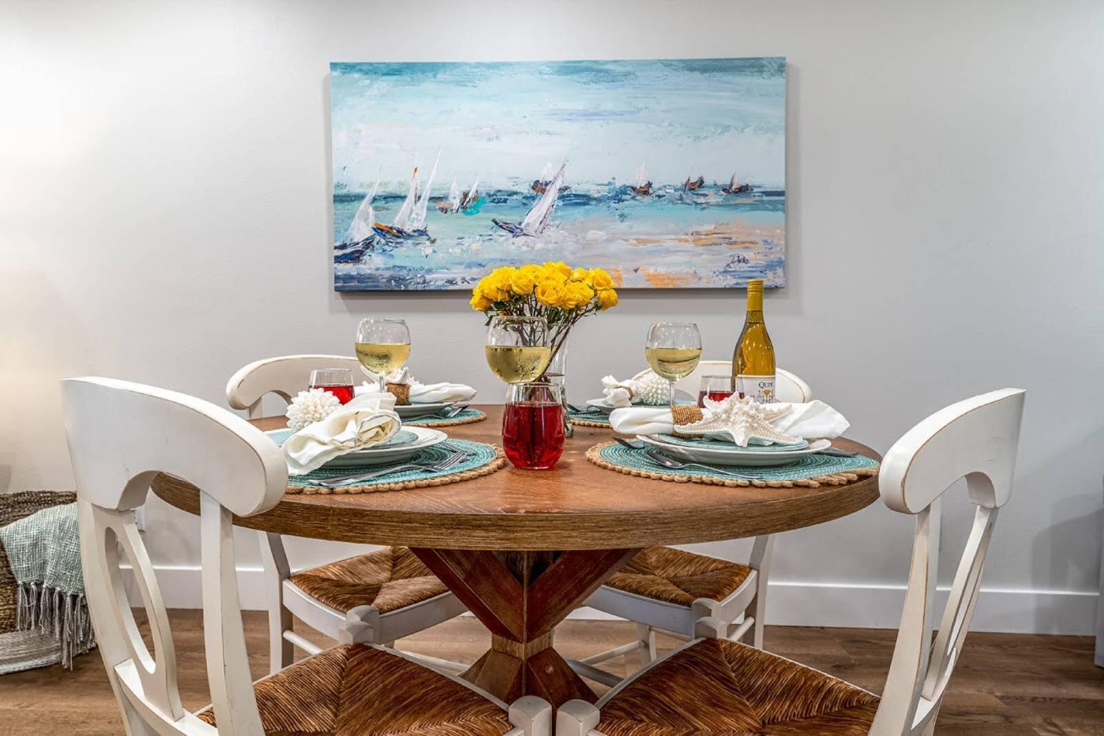 4017 Beachside 1, Unit 4017 Miramar Beach, FL 32550 - Photo 7 of 26 a view of a dining room with furniture and chandelier