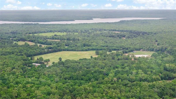 a view of a lake in middle of the town
