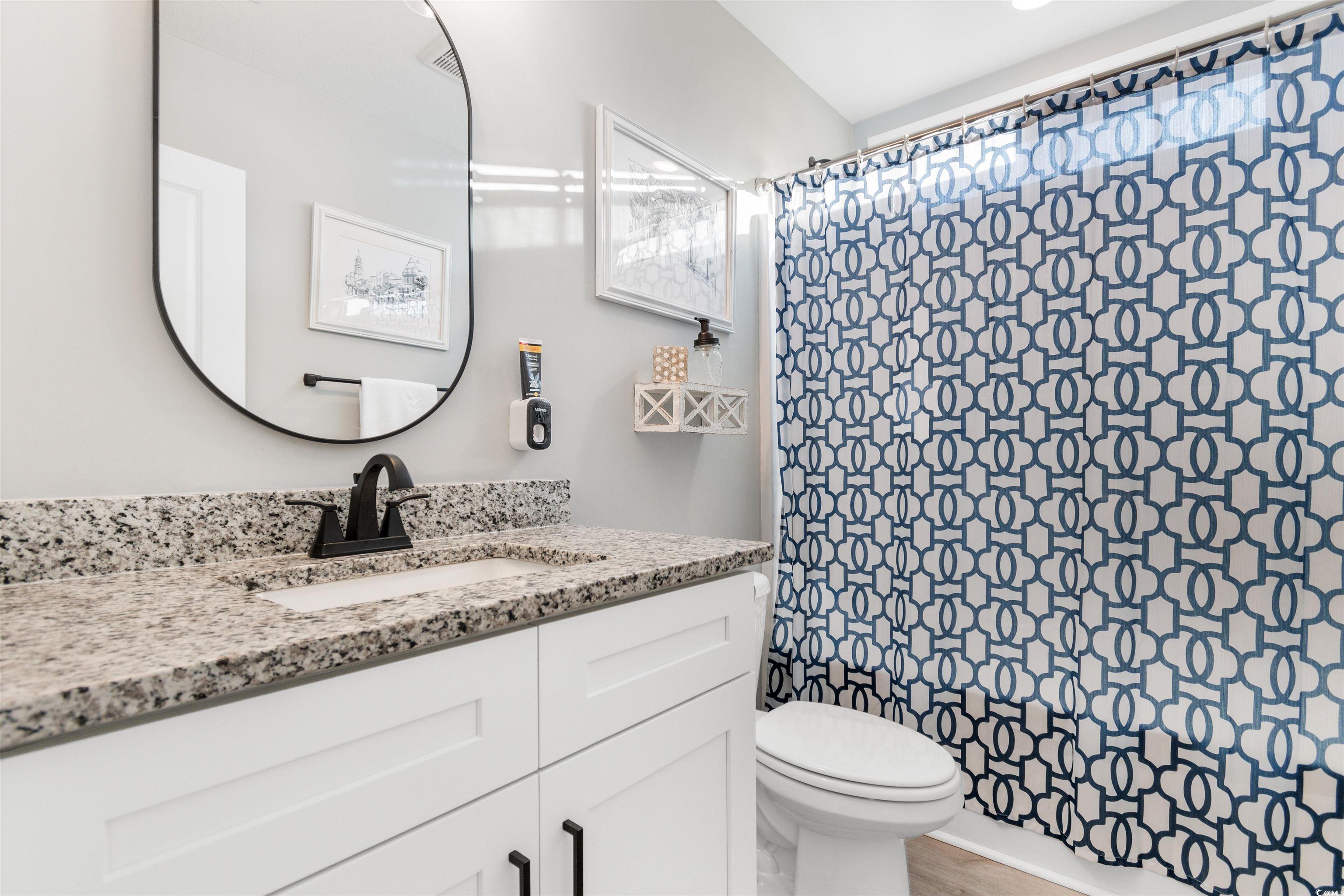 2279 Vaught Road Galivants Ferry, SC 29544 - Photo 23 of 40 Bathroom with vanity, a shower with curtain, wood-