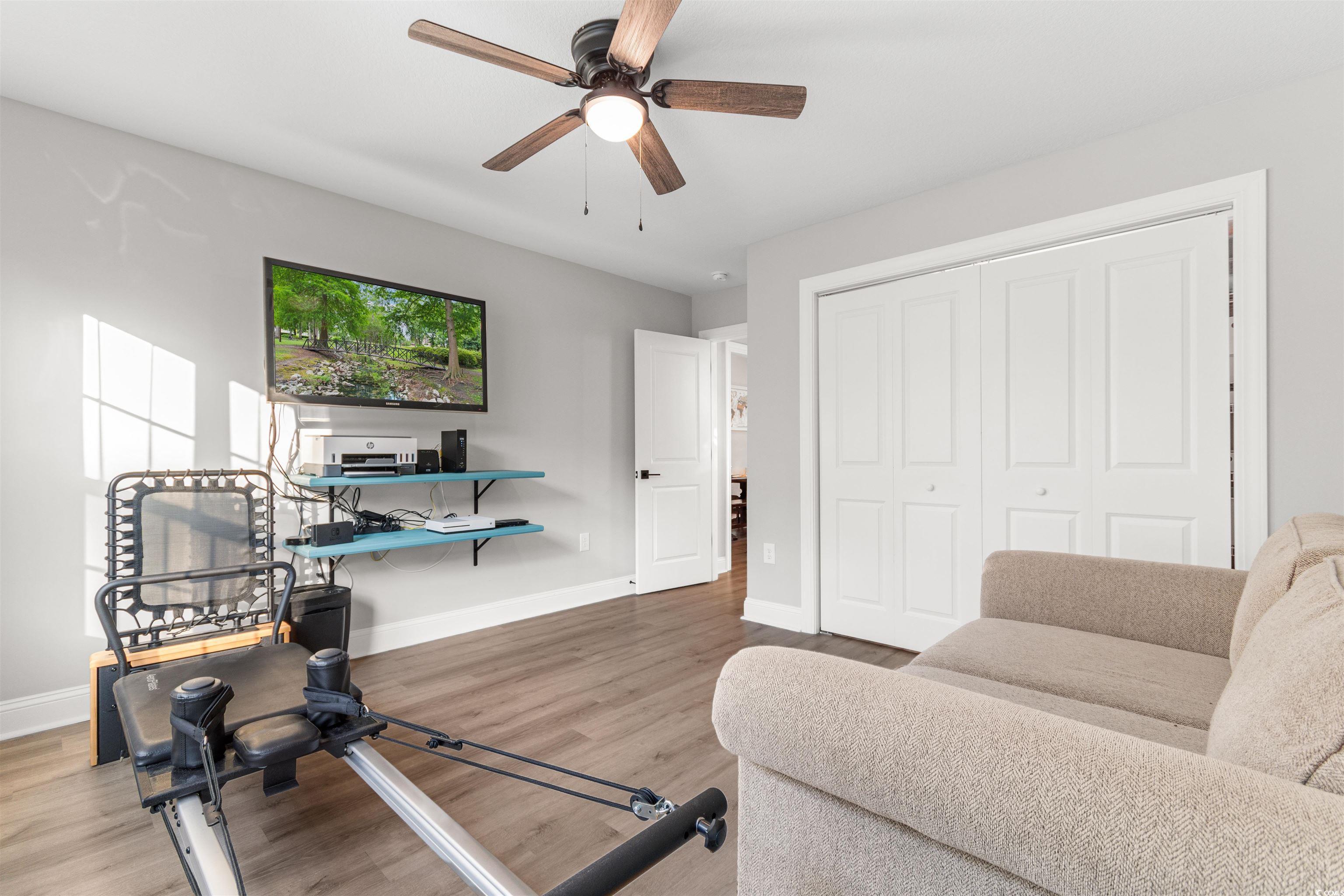 2279 Vaught Road Galivants Ferry, SC 29544 - Photo 26 of 40 Workout room featuring wood-type flooring and ceil