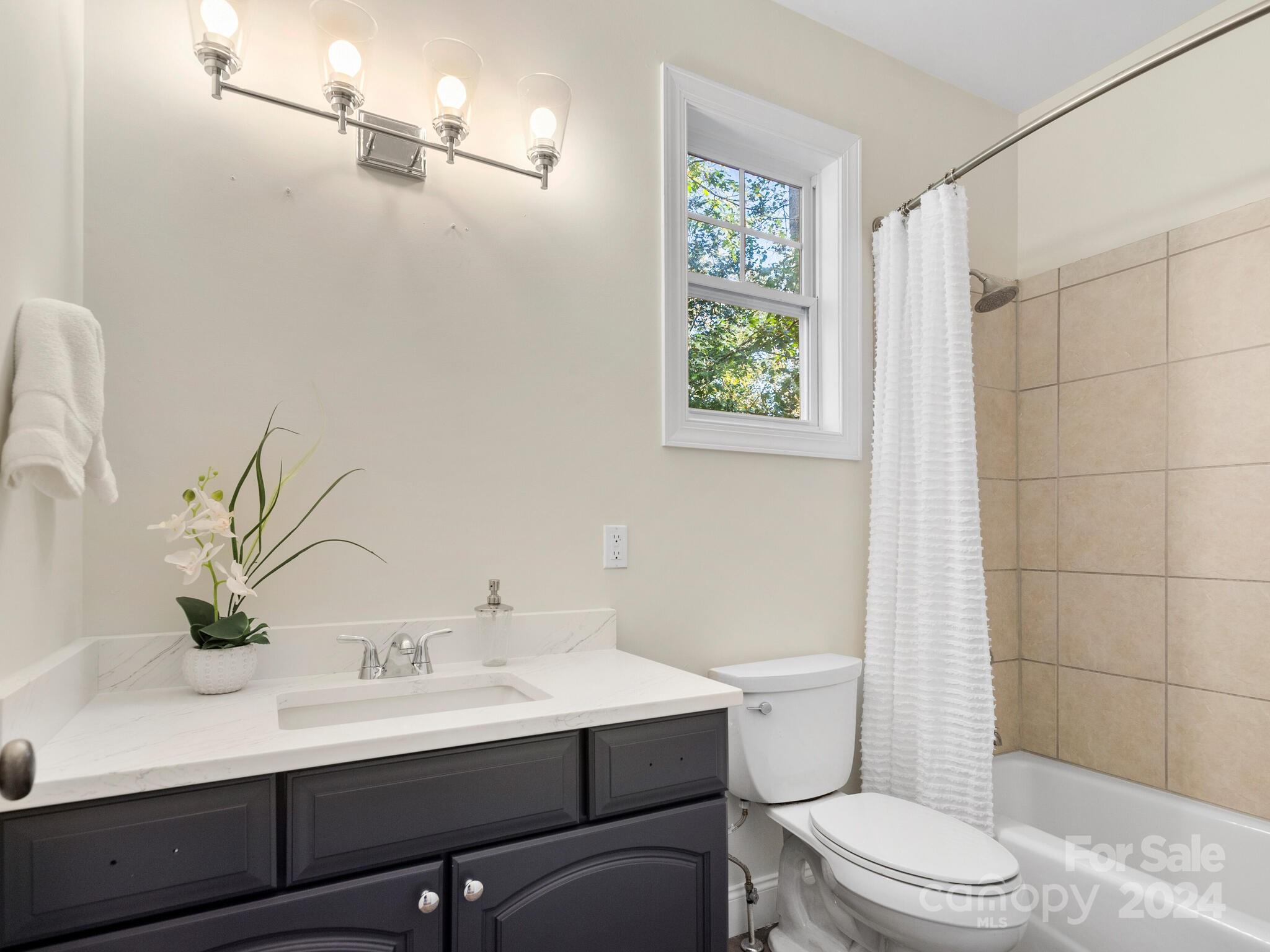 9 Forest Spring Drive Asheville, NC 28804 - Photo 23 of 42 a bathroom with a sink a toilet and shower