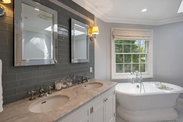 a bathroom with a shower and a mirror