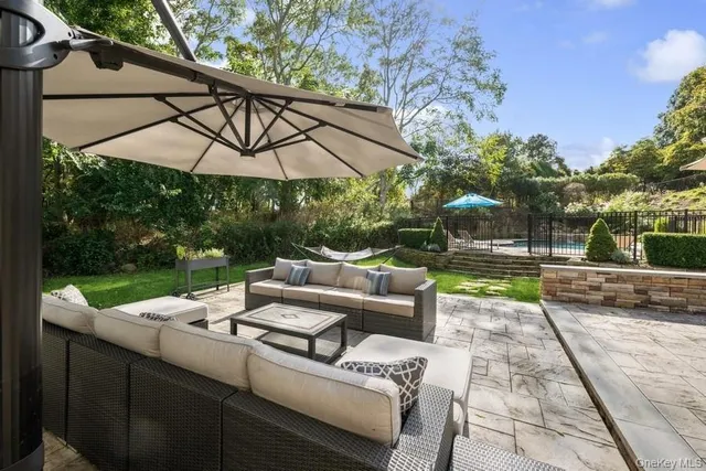 a view of outdoor space yard swimming pool and furniture