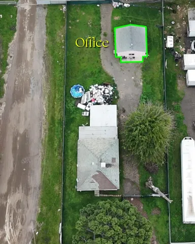 an aerial view of a sign board