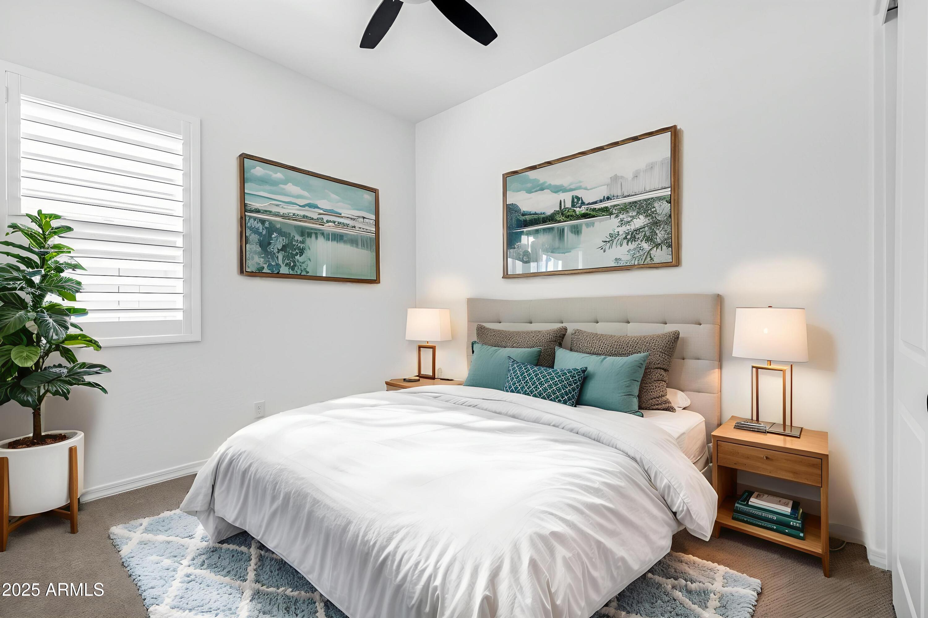 4252 East Bernice Street Gilbert, AZ 85295 - Photo 34 of 72 a bedroom with bed and wall painting