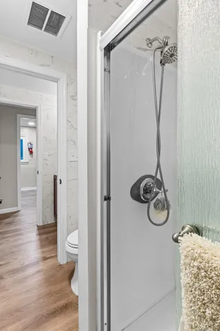 a bathroom with a shower