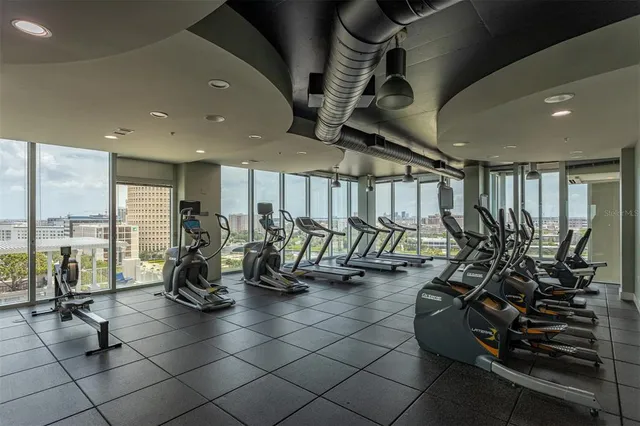 a view of building with an outdoor space and seating