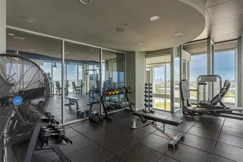 a view of balcony with palm trees