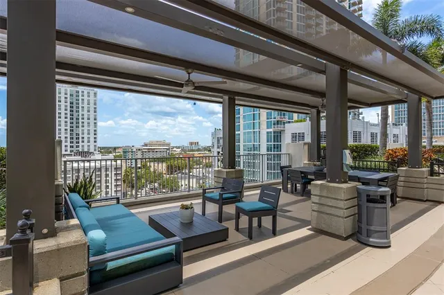 an aerial view of a house with a swimming pool