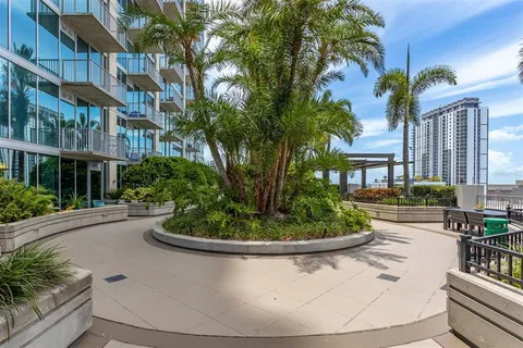 a view of a city with tall buildings