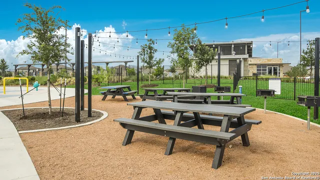 a view of a park with slide