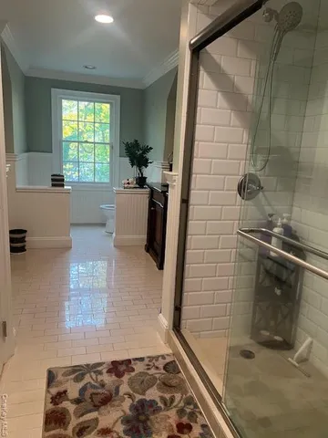 a bathroom with a shower