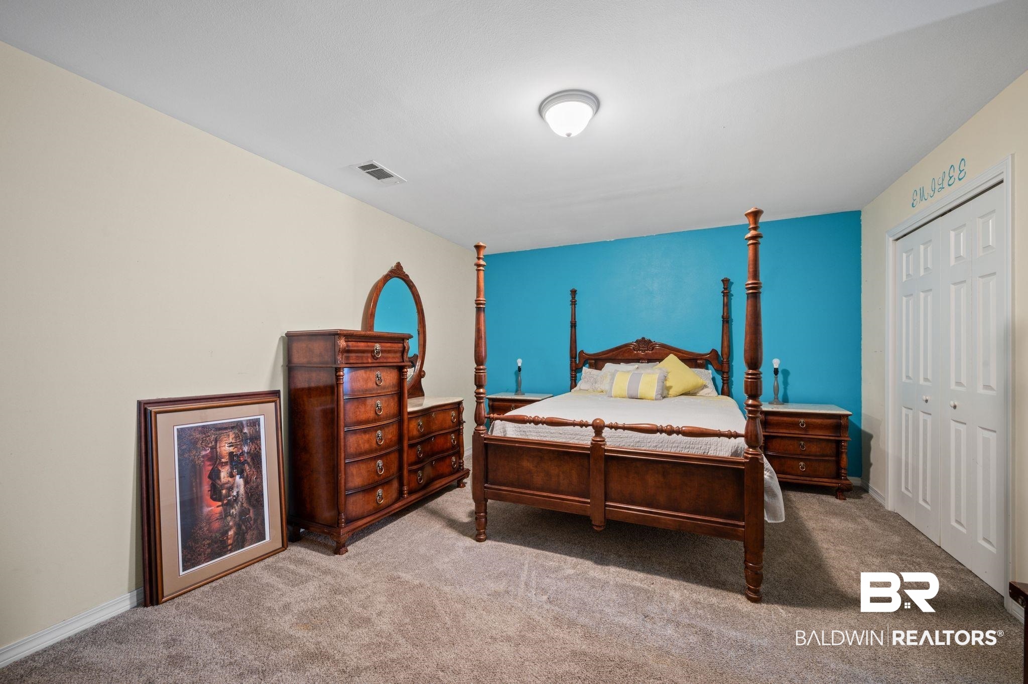 9539 Lakeview Road Bay Minette, AL 36507 - Photo 22 of 45 Bedroom with light colored carpet and a closet