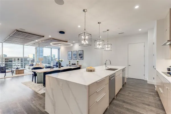 a view of a kitchen counter top space