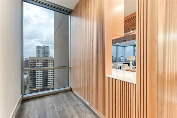 a view of a bathroom from the balcony