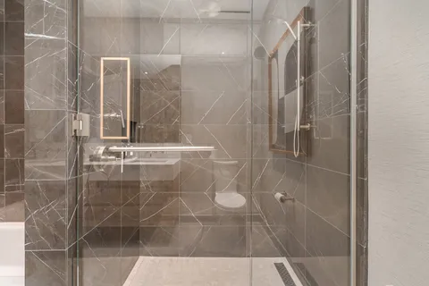 a bathroom with a shower