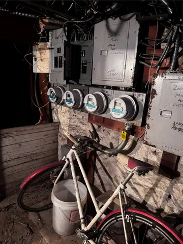 a utility room with lots of racks on the wall