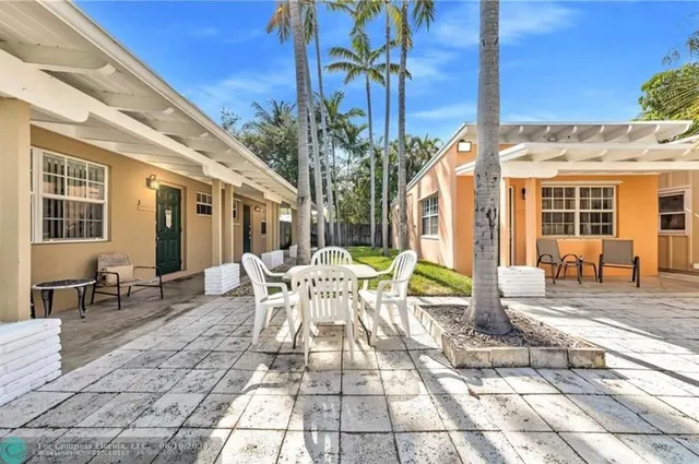 a view of a outdoor space with a patio