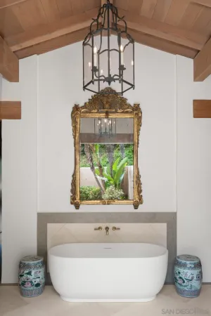 a bathroom with a bathtub